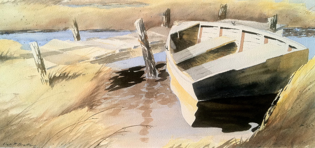 Artist Don Bradford. 'Docs Old Rowboat' Artwork Image, Created in 2004, Original Watercolor. #art #artist