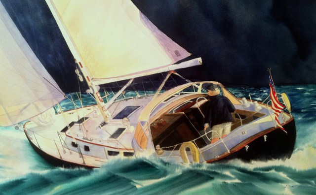 Don Bradford  'Reaching For Safe Harbor', created in 2006, Original Watercolor.