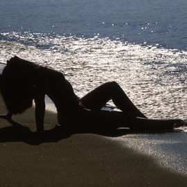 Jim Hellier: 'emily silhouette', 2005 Color Photograph, Erotic. Artist Description: emily Silhouette Beach Erotic Nude...