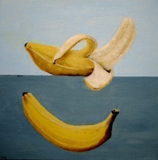 Jim Lively: 'Bananas Split', 2011 Acrylic Painting, Still Life.                         acrylic, ink text and heavy gloss varnish on gallery wrapped canvas                                                                        ...