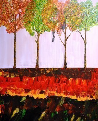 Jim Lively: 'Falling Through Fall', 2016 Mixed Media, Landscape.     Zinfandel Wine and Acrylic on canvas.                                                                                                                  ...