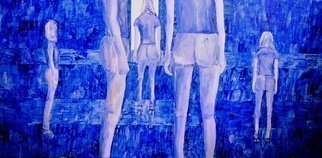 Jim Lively: 'I am Curious Blue Three', 2015 Mixed Media, Surrealism.       Chardonnay Wine and Acrylic on canvas. Part of the Blue Chardonnay series.                                                                                                      ...