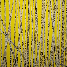 Jim Lively: 'Rogue Aspens', 2011 Acrylic Painting, Landscape. Artist Description:                     acrylic, ink text and heavy gloss varnish on gallery wrapped canvas                                                                    ...
