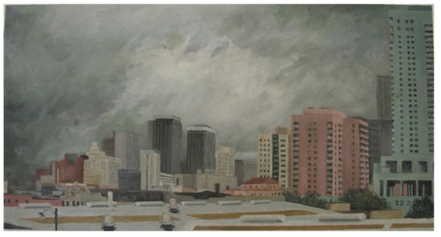 James Morin  'Approaching Storm City', created in 1999, Original Painting Oil.