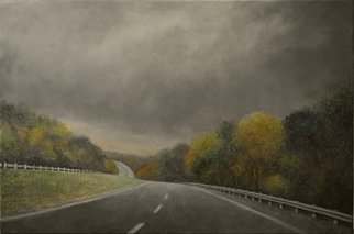 James Morin: 'Approaching Storm Highway Hills', 2020 Oil Painting, Landscape. Highway under stormy skies...