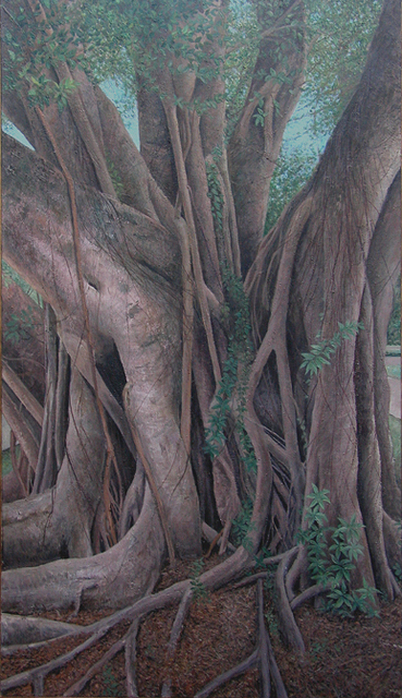Artist James Morin. 'Banyan Tree Alhambra Navarre' Artwork Image, Created in 2002, Original Painting Oil. #art #artist