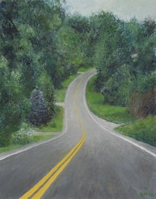 James Morin: 'road on a hill study', 2021 Oil Painting, Landscape. An unusual perspective, the movement of the road itself grabbed me A larger painting of this is in the works. ...