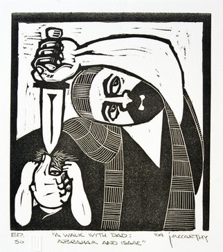 Jack Mccarthy: 'A Walk with Dad  Abraham and Isaac', 2004 Linoleum Cut, Religious.  Printed on Somerset. ...