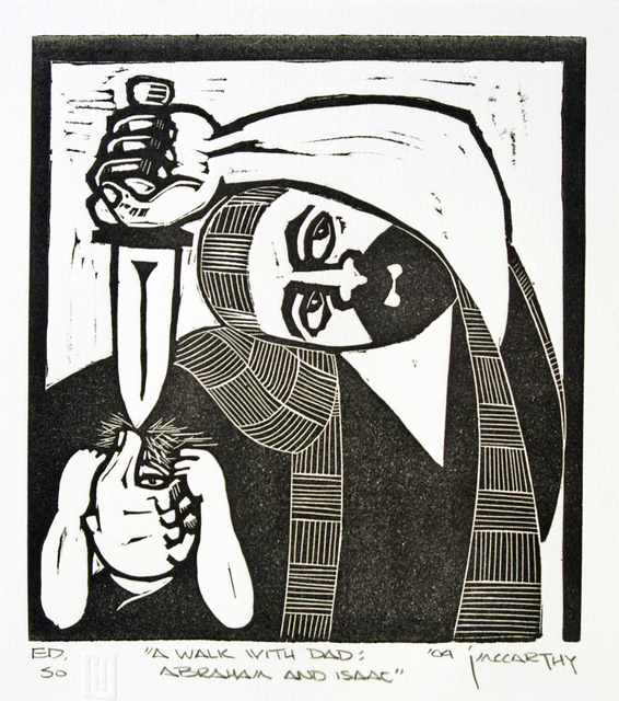 Jack Mccarthy  'A Walk With Dad  Abraham And Isaac', created in 2004, Original Printmaking Linoleum.