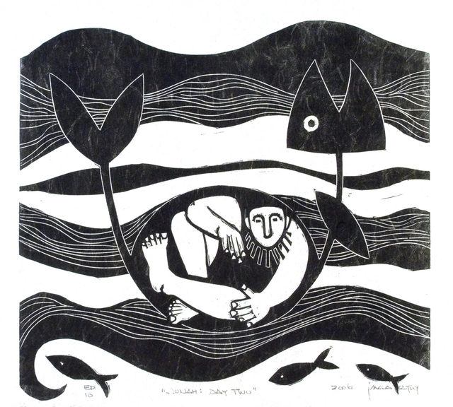 Jack Mccarthy  'Jonah  Day Two', created in 2006, Original Printmaking Linoleum.
