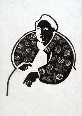 Jack Mccarthy: 'Stein of Roses', 2004 Linoleum Cut, Abstract Figurative.  Printed on Japanese paper. ...