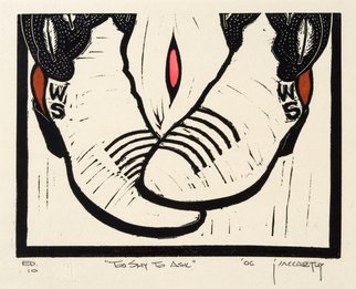 Jack Mccarthy: 'Too Shy To Ask', 2006 Linoleum Cut, Undecided.  Somerset paper.  ...