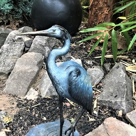 Joe Jumalon: 'Serentiy Blue Heron', 2019 Bronze Sculpture, Birds. Artist Description: The Serenity Blue Heron is a limited edition of exquisite wildlife art.  Blue herons are waders, typically living along coastlines, in marshes, or near the shores of ponds and streams.  Most often they stand perfectly still in the water which creates a calm, even serene, scene.  These limited ...