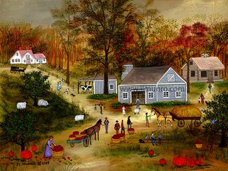 Janet Munro: 'Autumn Harvest', 2015 , Americana.  Autumn HarvestThese certified archival giclee reproductions are made with the most advanced technology. They retain the minute detail, subtle tints, blends and feel of the original painting - and are of the same high quality as gicle prints being shown in major museums and galleries, such as The Metropolitan Museum...