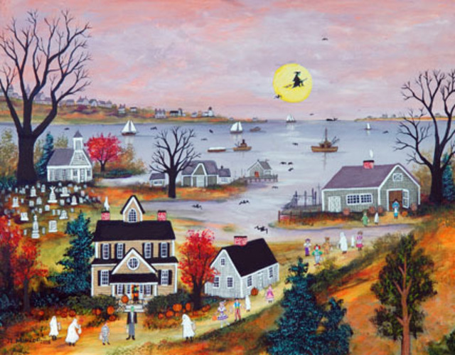 Janet Munro  'HALLOWEEN ON CAPE COD', created in 2008, Original Painting Other.
