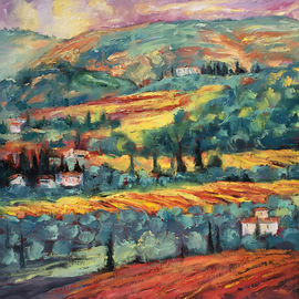 John Maurer: 'Chianti Trail no 1', 2017 Oil Painting, Landscape. Artist Description: Original, framed oil painting from my recent trip to Tuscany.  Painted mostly with palette knives. ...