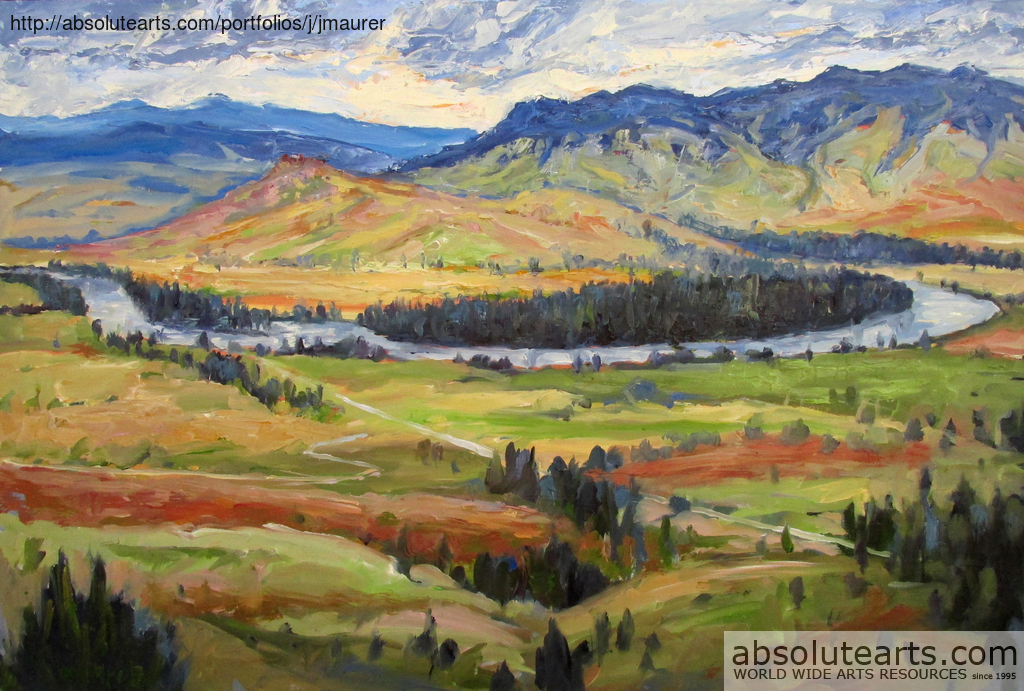 Flathead River Valley Montana Oil, Montana Landscape Art