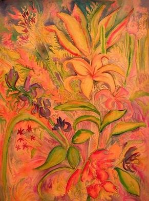 Jeanie Merila: 'Bouquet with Yellow Lily', 2002 Watercolor, Floral. 