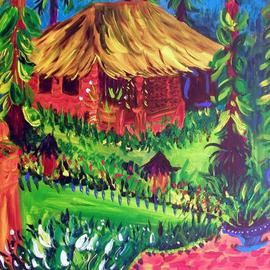Jeanie Merila: 'Bungalow in Puri Mas Garden', 2005 Acrylic Painting, Landscape. 