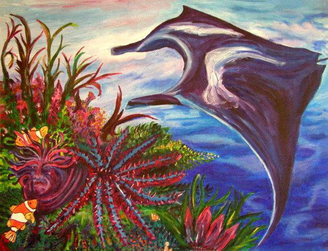 Artist Jeanie Merila. 'Contemplation Beneath The Sea' Artwork Image, Created in 2003, Original Watercolor. #art #artist