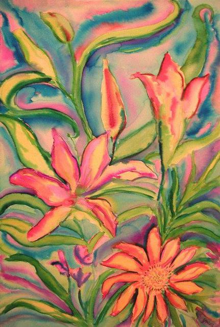 Jeanie Merila  'Dreams Of Lilys', created in 2003, Original Watercolor.