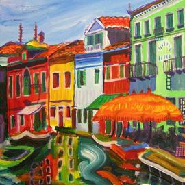Jeanie Merila: 'Murano Canal Reflection', 2002 Acrylic Painting, Landscape. Artist Description: 