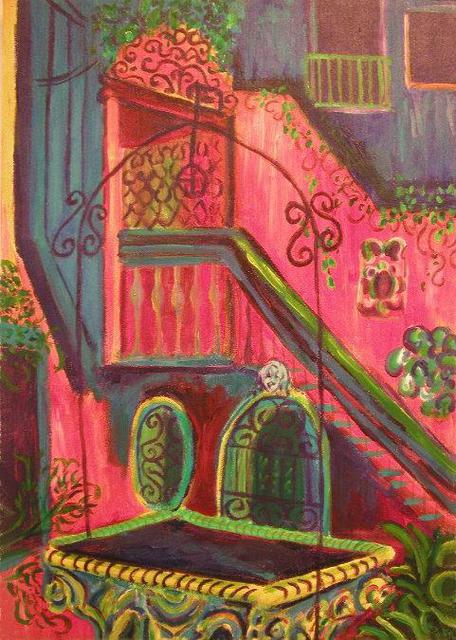Jeanie Merila  'Venice Well And Staircase', created in 2002, Original Watercolor.