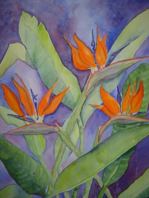 Joanna Batherson: 'Bird of Paradise', 2007 Watercolor, Floral.  An original watercolor taken from a Bird of Paradise shrub which looks like birds taking flight. ...