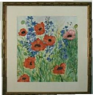 Joanna Batherson: 'Spring Poppies', 2003 Watercolor, Floral. Artist Description: An original watercolor inspired by a visit to a friend' s garden. ...