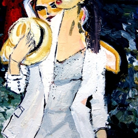 Joanna Glazer: 'Double', 2011 Acrylic Painting, Portrait. Artist Description:  Girl in a garden  ...