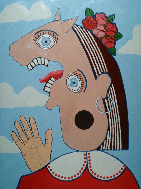 Fernando Javier  Cantera  'Head Of Spanish Woman Singing', created in 2017, Original Painting Oil.