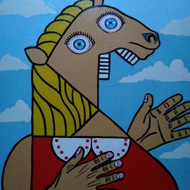 Fernando Javier  Cantera: 'suicide blonde woman pregnant', 2017 Oil Painting, Fantasy. Artist Description: THIS PICTURE IS INSPIRED IN A WORK OF PICASSO.  SHOWS A BLONDE WOMAN PREGNANT.  OALS ON HARDBOARD, 50X70 CMS, 4 MM THICK, VARNISHED, UNFRAMEDJUST THE PAINTING FRAMING IS REQUIRED FOR EVERY WORK ON HARDBOARD OF THIS GALLERY YOU ARE BUYING THE RAW WORK...