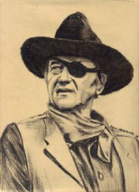 Jodie Hammonds  'John Wayne', created in 2012, Original Drawing Charcoal.