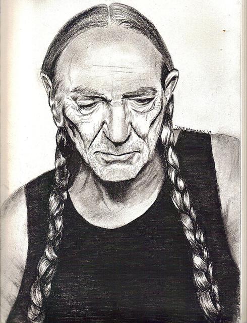 Jodie Hammonds  'Willie Nelson', created in 2011, Original Drawing Charcoal.