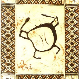 Joel P Heinz Sr.: 'Petroglyphs Crab', 2000 Acrylic Painting, Culture. 