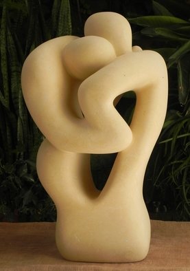 Joe Xuereb: 'enamoured', 2015 Limestone Sculpture, Love. Two loving figures in complete closeness, comforting loving each other. Hand carved from Malta limestone material  globigerina ...