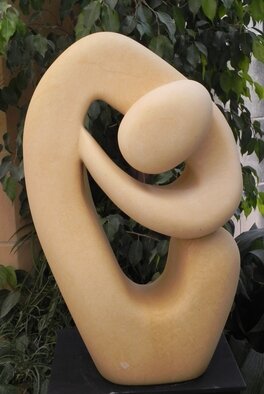 Joe Xuereb: 'introspection', 2021 Stone Sculpture, Abstract Figurative. This sculpture is hand carved from Globigerina limestone showing a figure s one hand moving inward  implying whole introspection. ...
