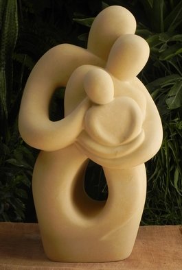 Joe Xuereb: 'our family', 2015 Limestone Sculpture, Figurative. The design shows the love, unity and the bond between the parents  one with the other while at the same time both embrace and hold tightly their offspring. . . . the ideal family virtues most strive to uphold. Sculpture is hand carved from the Malta limestone  globigerina . ...