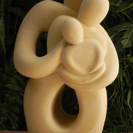 Joe Xuereb: 'our family', 2015 Limestone Sculpture, Figurative. Artist Description: The design shows the love, unity and the bond between the parents  one with the other while at the same time both embrace and hold tightly their offspring. . . . the ideal family virtues most strive to uphold. Sculpture is hand carved from the Malta limestone  globigerina . ...