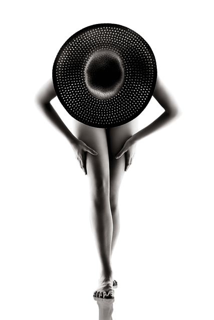 Artist Johan Swanepoel. 'Nude Lady With A Hat' Artwork Image, Created in 2019, Original Photography Black and White. #art #artist
