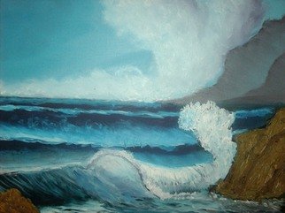 John Hughes: 'Giant Wave', 2016 Oil Painting, Seascape. Original Oil Painting on Double Primed Cotton Canvas. Unframed. ...