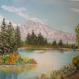 John Hughes: 'Mountain Lakeview', 2016 Oil Painting, Landscape. Artist Description:  Original Oil Painting on Double Primed Stretched Cotton Canvas...