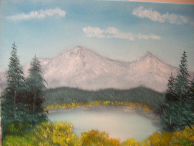 Artist John Hughes. 'Mountain Pond View' Artwork Image, Created in 2016, Original Painting Oil. #art #artist