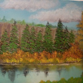 John Hughes: 'Tree Lined River', 2016 Oil Painting, Landscape. Artist Description: Original Oil Painting on Double Primed Cotton Canvas. Unframed. ...