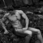 Nude Male in Rocky Stream By John Falocco