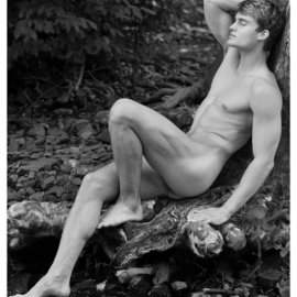 John Falocco: 'asleep by a stream', 2023 Black and White Photograph, Nudes. Artist Description: 16x20 Image on 17x22 Fiber Base Paper...