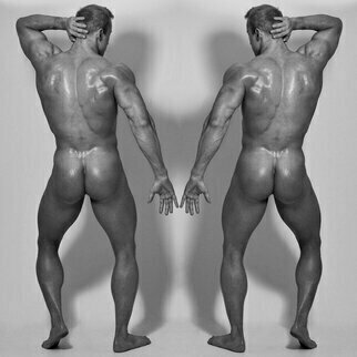 John Falocco: 'body double', 2023 Digital Photograph, Nudes. 16x16 BW Image on 17x22 Fiber Base Paper...