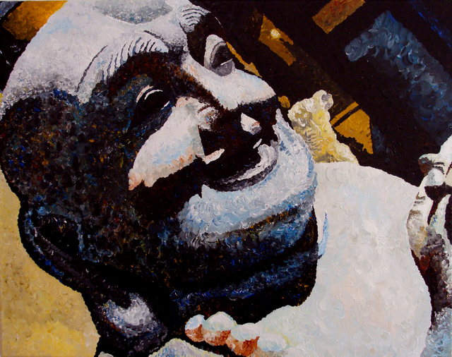 Juan Carlos Vizcarra  'Stone Buddha', created in 2010, Original Painting Acrylic.
