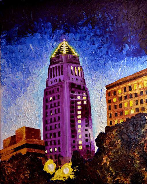 Artist Juan Carlos Vizcarra. 'City Hall Los Angeles' Artwork Image, Created in 2013, Original Painting Acrylic. #art #artist