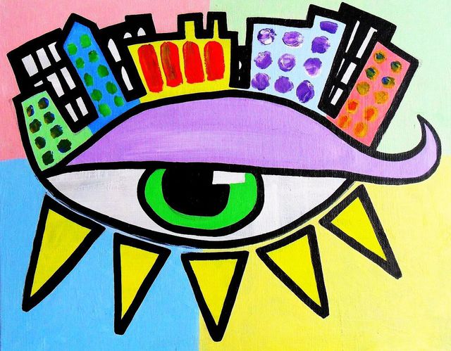 Artist John Pescoran. 'PESCORAN ART: Pescoran Pop City Eye' Artwork Image, Created in 2011, Original Reproduction. #art #artist